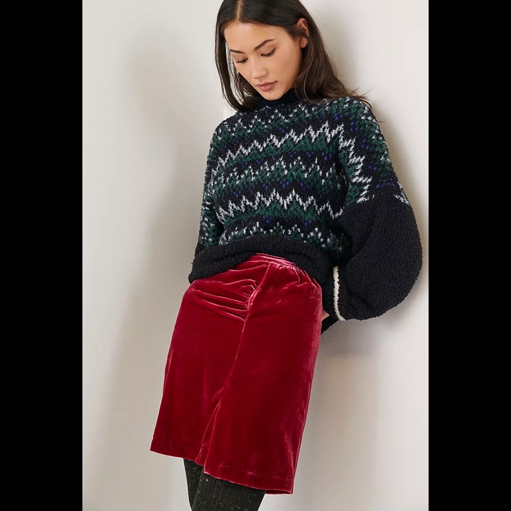 Anthropologie Montie Connie Velvet Mini Skirt